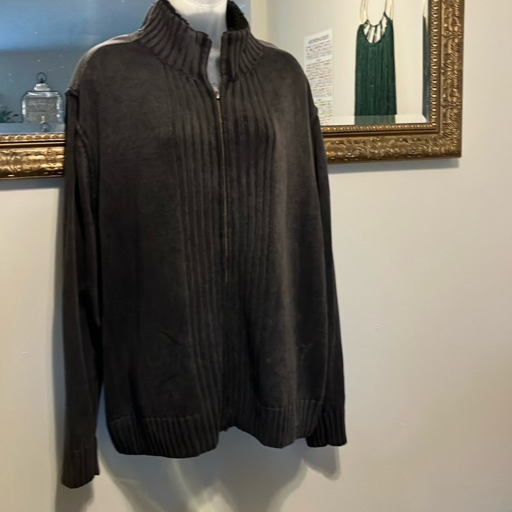 Men's Black/Gray Sweater Jacket Sz XXL